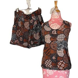 Women’s Vintage 90s Synergy Art Threads Floral 2-piece Size M Short Set Outfit